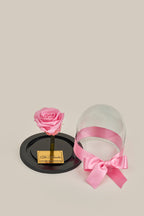 Rosa eterna bella y la bestia mini 10 cm - en caja sorpresa con pétalos. Amor y amistad