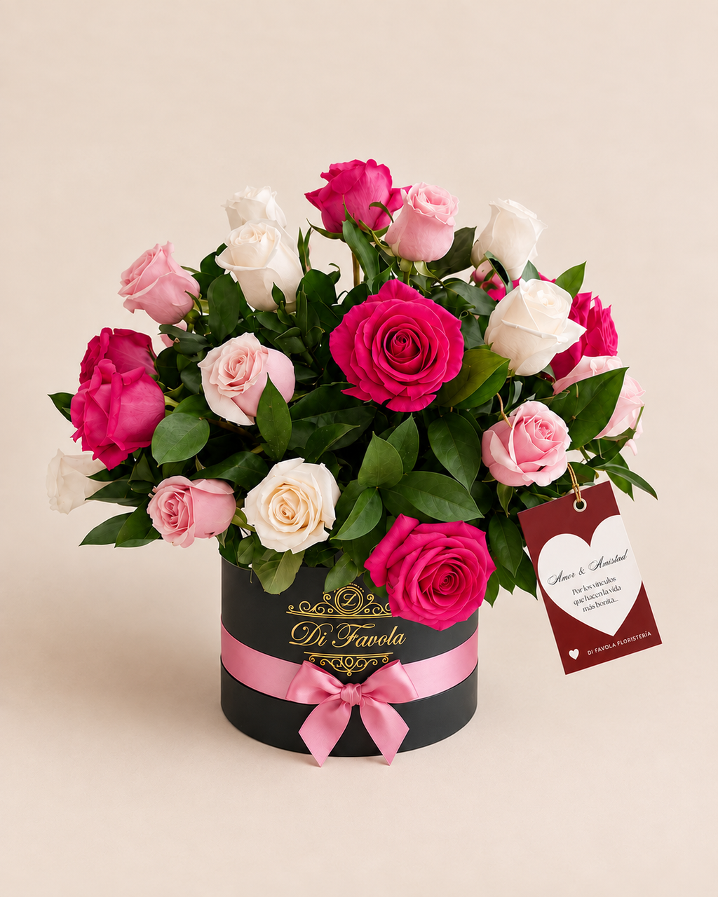 Amor y Amistad  Arreglo redondo: Jardín de Amor x 30 rosas ''Premiun''