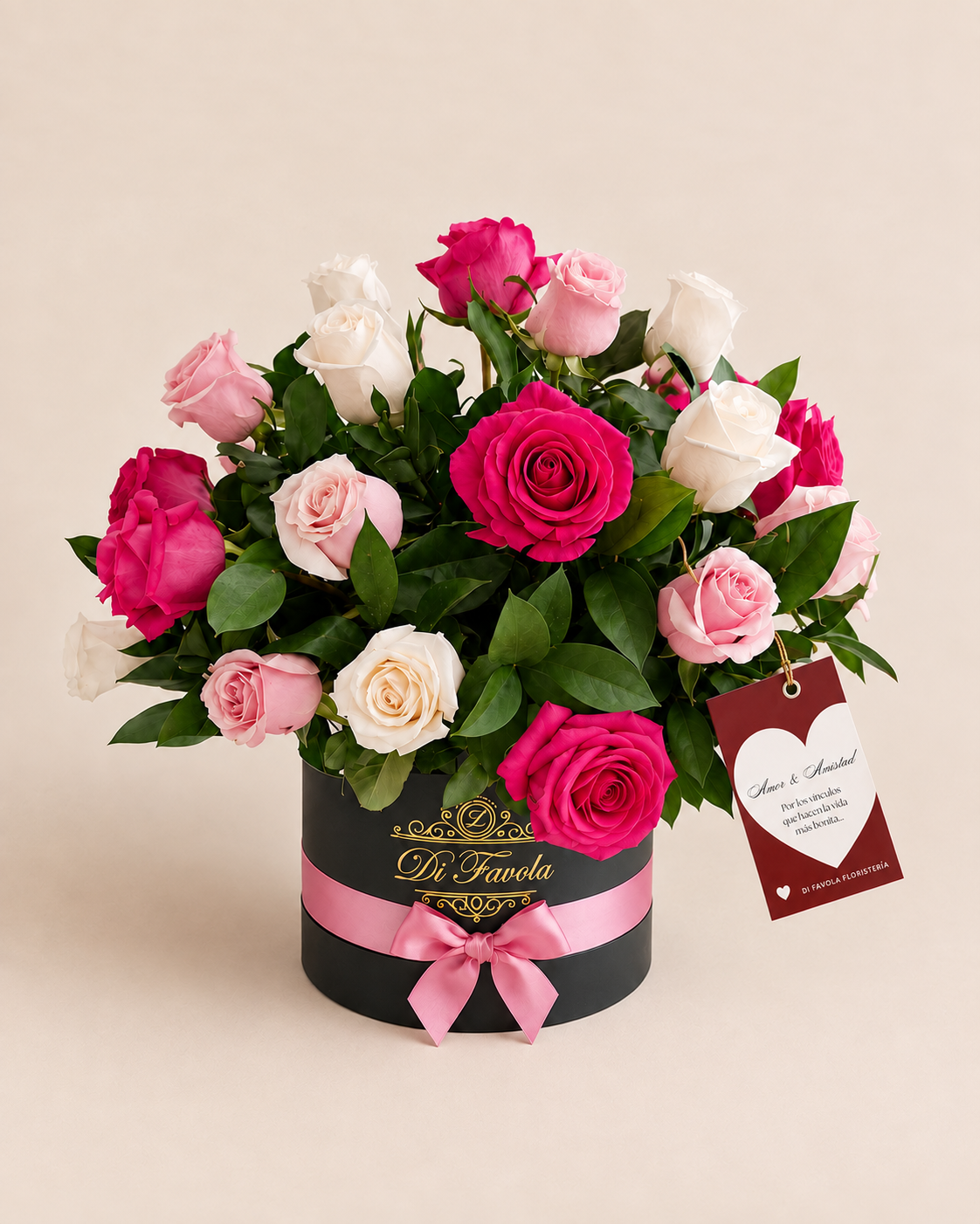 Amor y Amistad  Arreglo redondo: Jardín de Amor x 30 rosas ''Premiun''