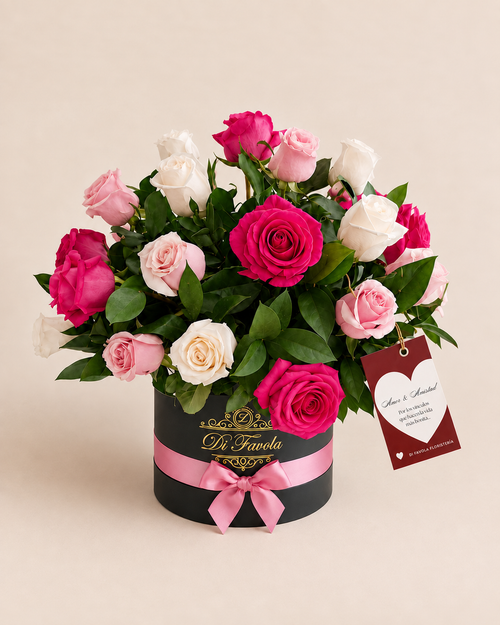 Amor y Amistad  Arreglo redondo: Jardín de Amor x 30 rosas ''Premiun''