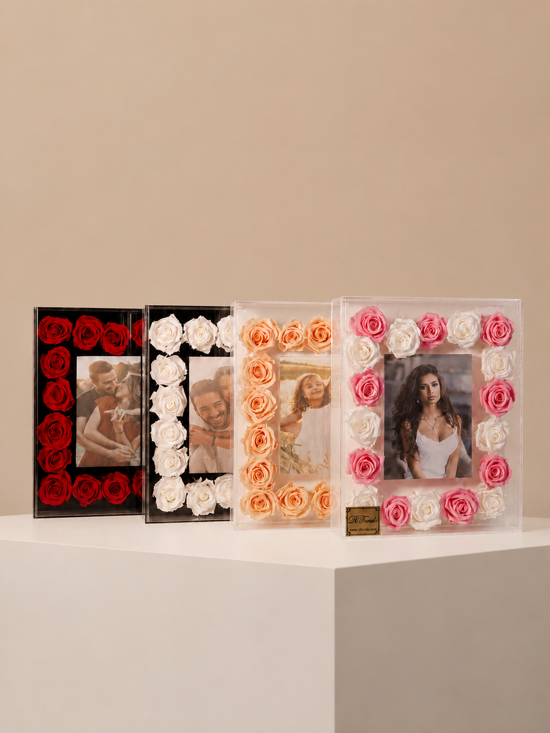 Portarretratos de rosas preservadas